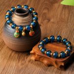 Buddha Stones Gold Swallowing Beast Family Charm Liuli Glass Bead Fortune Bracelet Bracelet BS 15