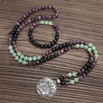 Buddha Stones 108 Mala Beads Amethyst Green Aventurine Lotus Meditation Bracelet Mala Bracelet BS 2