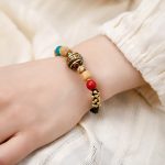 Buddha Stones Tibetan Turquoise Om Mani Padme Hum Protection Strength Bracelet Bracelet BS Om Mani Padme Hum
