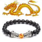 Buddha Stones White Turquoise Lava Rock Dragon Blessing Beaded Bracelet Bracelet BS Lava Rock&Silver