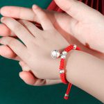 Buddha Stones 925 Sterling Silver Handmade Fu Character Lucky Money Bag Chinese Lock Charm Bell Lotus Copper Coin King Kong Knot Braided Kids Bracelet Bracelet BS 12