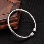 Buddha Stones Heart Sutra Engraved Swastika Pattern Luck White Copper Bracelet Bangle Bracelet Bangle BS 2
