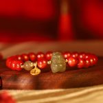Buddha Stones 925 Sterling Silver Year of the Dragon Natural Cinnabar Hetian Jade Dragon Fu Character Ruyi As One Wishes Charm Blessing Bracelet Bracelet BS 3