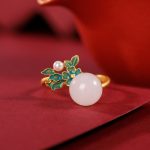 Buddha Stones White Jade 925 Sterling Silver Pearl Flower Blessing Necklace Pendant Ring Earrings Bracelet Necklaces & Pendants BS 3