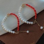 Buddha Stones 14K Gold Plated Pearl Bead Luck Protection Braid Red String Bracelet Bracelet BS 3