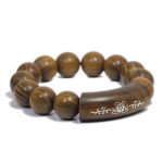 Buddha Stones 999 Sterling Silver Green Sandalwood Om Mani Padme Hum Dragon Phoenix Dharmachakra Inlaid Peace Bracelet Bracelet BS 14