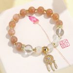 Buddha Stones Green Strawberry Quartz Amethyst Crystal Dreamcatcher Healing Bracelet 17