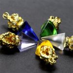 Buddha Stones Tibetan Dorje Vajra 4 Prong Lotus Liuli Crystal Strength Necklace Pendant Necklaces & Pendants BS 19