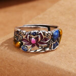 Buddha Stones Koi Fish Lotus Flower Leaf Design Luck Wealth Ring Ring BS 2