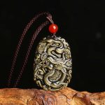 Buddha Stones Gold Sheen Obsidian Dragon Pattern Success Necklace Pendant Necklaces & Pendants BS Gold Sheen Obsidian