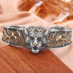 Buddha Stones 925 Sterling Silver Chinese Zodiac Tiger Keep Away Evil Spirits Bracelet Bangle Bracelet Bangle BS 1