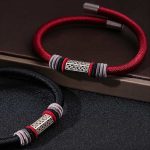 Buddha Stones 925 Sterling Silver Om Mani Padme Hum Peace Red String Bracelet Bracelet BS 13