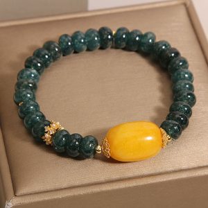 Buddha Stones Green Jade Abacus Beads Topaz Luck Bracelet Bracelet BS Jade(Wrist Circumference 14-16cm)