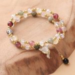 Buddha Stones Multicolored Rutilated Quartz Fox Protection Double Wrap Bracelet Bracelet BS 1