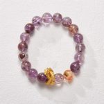 Buddha Stones Purple Phantom Copper Gold-plated Dragon Wisdom Bracelet Bracelet BS Purple Phantom(Wrist Circumference: 14-16cm)