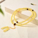 Buddha Stones 108 Mala Beads Natural Amber Clear Anxiety Bracelet Mala Bracelet BS 2