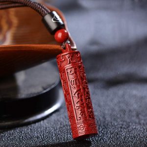 Buddha Stones Tibetan Cinnabar Mantra Concentration String Necklace Necklaces & Pendants BS Cinnabar