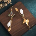 Buddha Stones FengShui White Jade Fortune Earrings Earrings BS 4