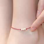 Buddha Stones 925 Sterling Silver Three Beads Protection String Bracelet Anklet Bracelet Anklet BS 12