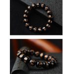 Buddha Stones Tibetan Ebony Wood Om Mani Padme Hum Engraved Peace Bracelet Bracelet BS 4