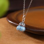 Buddha Stones 999 Sterling Silver Om Mani Padme Hum Engraved Gourd Design Wisdom Necklace Pendant Necklaces & Pendants BS 2