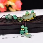 Buddha Stones Natural Green Jade Luck Dangling Flower Bracelet Bracelet BS 8