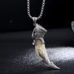 Buddha Stones Imitation Wolf Tooth Titanium Steel Balance Necklace Pendant Necklaces & Pendants BS Wolf&Imitation Wolf Tooth