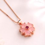 Buddha Stones Pink Crystal Love Heart Flower Soothing Necklace Pendant Necklaces & Pendants BS 2