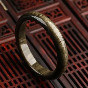 Buddha Stones Gold Sheen Obsidian Silver Sheen Obsidian Protection Bracelet Bangle Bracelet Cuff Bangle BS Gold Sheen Obsidian 62mm