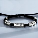 Buddha Stones Double PiXiu Feng Shui Copper Coin Om Mani Padme Hum String Bracelet Bracelet BS 10