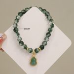 Buddha Stones Natural Green Phantom Confidence Gourd Buddha Charm Bracelet Bracelet BS 9