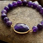 Buddha Stones Natural Amethyst Crystal Balance Marquise Pattern Bracelet Bracelet BS 2