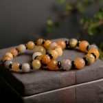 Buddha Stones Golden Silk Jade Lotus Wealth Luck Bracelet Bracelet BS 3