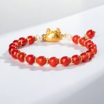 Buddha Stones Year Of The Dragon Natural Red Agate Pink Crystal Black Onyx Dumpling Luck Fu Character Bracelet Bracelet BS 4