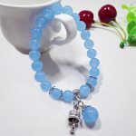 Buddha Stones Vintage Crystal Chalcedony Stone Energy Beaded Bell Charm Bracelet Bracelet BS Blue Chalcedony 8mm