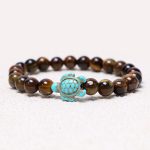 Buddha Stones Natural Stone Sea Turtle Turquoise Blessing Bracelet Bracelet BS Tiger Eye
