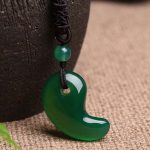 Buddha Stones Red Agate Green Agate Moon Pattern Confidence Calm Necklace Necklaces & Pendants BS 7