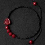 Buddhastoneshop Laughing Buddha Avalokitesvara Cinnabar Blessing String Bracelet