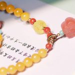 Buddha Stones Amber Healing Balance Necklace Flower Charm Bracelet Bracelet Necklaces & Pendants BS 7