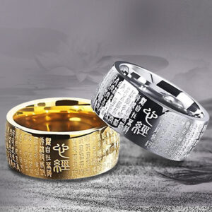 Buddha Stones FengShui Buddhism Ancient Heart Sutra Lucky Ring Ring BS main