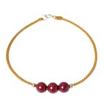 Buddha Stones 14K Gold Plated Natural Cinnabar Blessing String Braided Bracelet Bracelet BS 6