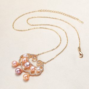 Buddha Stones 18K Gold Plated Natural Pearl Chinese Lock Charm Sincerity Necklace Pendant Necklaces & Pendants BS Chinese Lock Charm 3.7*2.7cm