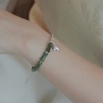 Buddha Stones 925 Sterling Silver Peridot Bamboo Pattern Luck Bracelet Bracelet BS Green Peridot Bamboo(Wrist Circumference 14-17cm)