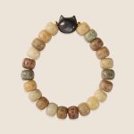 Buddha Stones Bodhi Seed Silver Sheen Obsidian Cat Head Om Mani Padme Hum Engraved Harmony Bracelet Bracelet BS 5