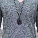 Buddha Stones Tibetan Obsidian Ganesh Ganpati Elephant Wealth Amulet Necklace Necklace BS 6
