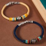 Buddha Stones Handmade 925 Sterling Silver Tibetan Om Mani Padme Hum Purity Braided Bracelet Bracelet BS 1
