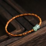 Buddha Stones Natural Olive Pit Green Aventurine Bamboo Pattern Luck Bracelet Bracelet BS 8