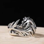 Buddha Stones Dragon Pattern Protection Strength Adjustable Ring Ring BS 10