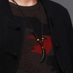 Buddha Stones Natural Ice Obsidian Wolf Tooth Pattern Courage Necklace Pendant Necklaces & Pendants BS 5