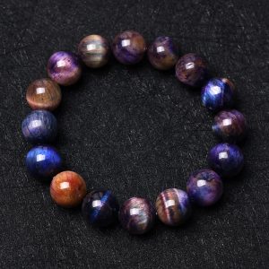 Buddha Stones Natural Purple Tiger Eye Protection Strength Bracelet Bracelet BS main